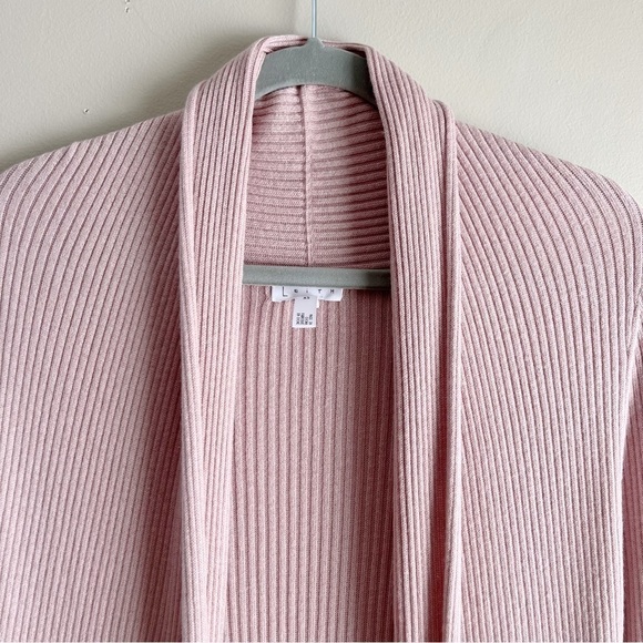 Leith Ribbed Shawl Cocoon Open Front Cardigan Sweater in Dusty Rose Pink, XS‎ - Picture 3 of 12